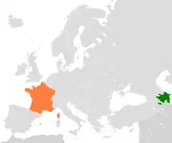 Map indicating locations of Azerbaijan and France