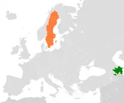 Map indicating locations of Azerbaijan and Sweden