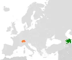 Map indicating locations of Azerbaijan and Switzerland
