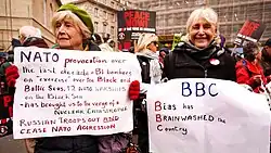 Protest against BBC bias over Boris Johnsons role in the Ukraine war, 2022