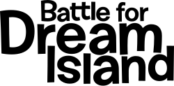 Text logo with bold black letters reading "Battle for Dream Island"