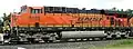 Horn mounted in the middle section of the roof on a BNSF locomotive