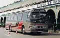 Duple Dominant II/IV hybrid on Leyland Tiger chassis. This vehicle has optional flat-glass passenger windows.