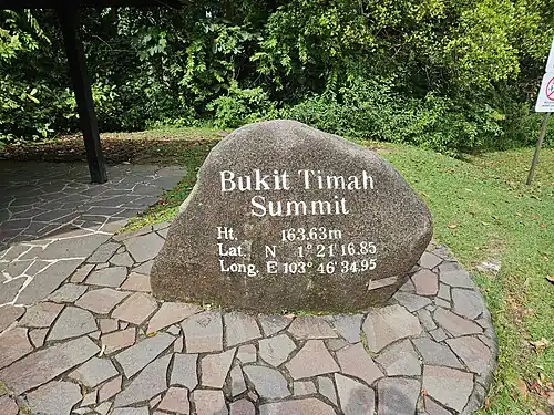 The summit of Bukit Timah Hill is the highest natural point of Singapore.