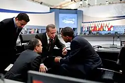 September 25, 2009, U.S. President Barack Obama and Turkish Prime Minister Recep Tayyip Erdoğan following the G-20 Summit afternoon session in Pittsburgh, Pa.,;