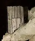 Babingtonite (dark) on prehnite, Qiaojia, Qiaojia County, Yunnan Province, China