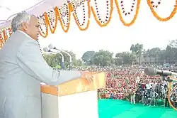 Babu Singh Kushwaha in a rally in Uttar Pradesh.