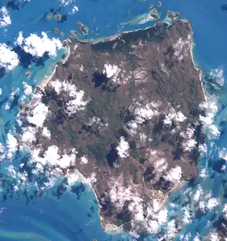 A satellite image of Badu Island