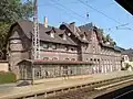 Entrance building (no longer in use) seen from the tracks