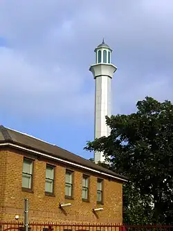 View of the Mosque's minaret from the A24 London Road (2006)