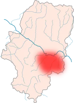 Approximate location of Lower Aragon within Aragón.