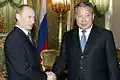 Russian president Vladimir Putin and former Kyrgyz president Kurmanbek Bakiyev.