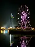 The flagpole at night