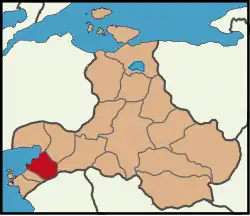 Map showing Burhaniye District in Balıkesir Province