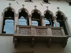 Loggia and balcony on the facade of Palazzo Trissino Sperotti.