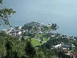 Looking at Balestrand from the mountain above
