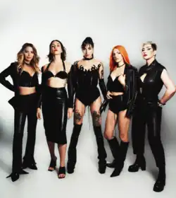 Bambole di pezza in their current lineup (L–R): Morgana Blue, Kaj, Cleo, Xina and Dani