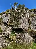 The natural rock rampart at Banc Lluestnewydd