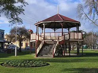 Bairnsdale Rotunda, located on the central garden strip of the Princes Highway, Bairnsdale, Victoria.
