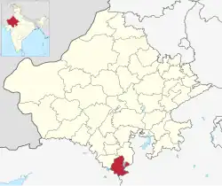 Location of Banswara district in Rajasthan