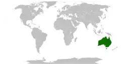 Map indicating locations of Australia and Barbados
