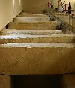 Picture of the discovery place of the Khufu First Solar ship inside the Giza Solar Boat Museum