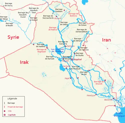 Map of Iraqi rivers