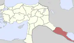 Map of Iraq integrated into the Ottoman Empire