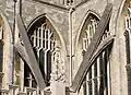 Flying buttresses and a pinnacle at the abbey