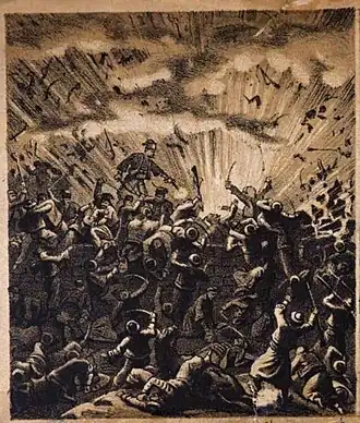 Sinđelić blowing up the powder kegs (1883 illustration).
