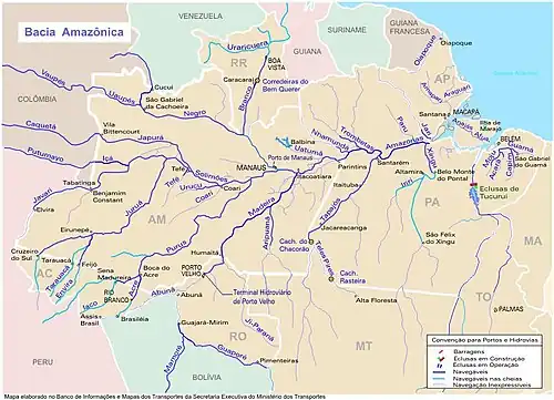 Ji-Paraná River is located in