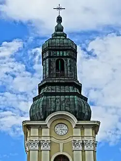 Detailed view of the copper roof of the tower