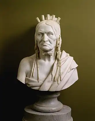 Bust of Beshekee, war chief, modeled 1855, carved 1856