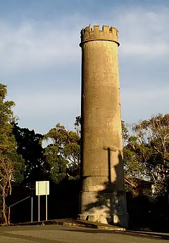 Beacon Tower, originally 7&nbsp;m (23&nbsp;ft) high was extended to 20&nbsp;m (66&nbsp;ft) in 1877 after the light had been obscured by the erection of a Wesley Parsonage.
