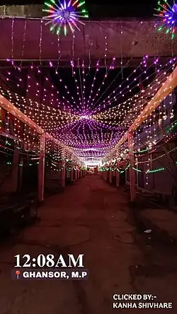 Night view of Navyug Mandal Chowk, Ghansor during Navratri