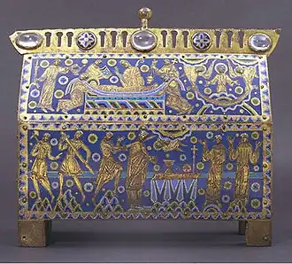 The Becket Casket, the most elaborate, the largest and possibly the earliest Becket reliquary, Limoges enamel, c. 1180–1190