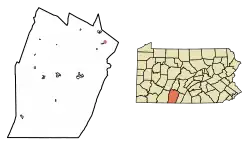 Location of Coaldale in Bedford County, Pennsylvania.