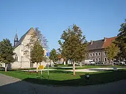 Beguinage in Sint-Truiden with its chapel (left)