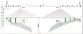 Duge Bridge dimensions; horizontal measurements are in centimetres