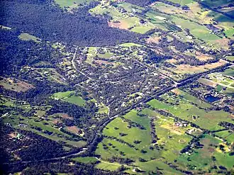 Wellington Road forms the southern boundary of Belgrave South. The forested area shown in the top left includes the Baluk-Willam Nature Conservation Reserve.