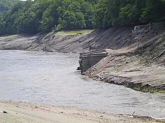 The bridge was demolished by the French military in 1940. Normally it is totally immersed.