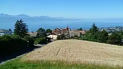 View of Belmont-sur-Lausanne and Lake Geneva