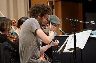 Rob Moose performing with Ben Folds and yMusic at Duke University in April 2015