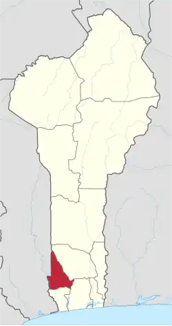 Map highlighting the Couffo Department