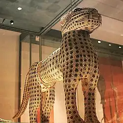 Carved leopards; 19th century; ivory with inlaid copper and bronze; Kingdom of Benin; Royal Collection Trust (RCIN 69926)
