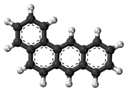 Ball-and-stick model of the benz[a]anthracene molecule