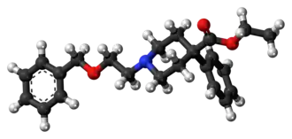 Ball-and-stick model of the benzethidine molecule
