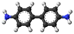 Ball-and-stick model of the benzidine molecule