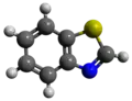 Ball-and-stick model of benzothiazole