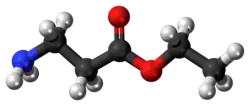 Ball-and-stick model of the β-alanine ethyl ester molecule